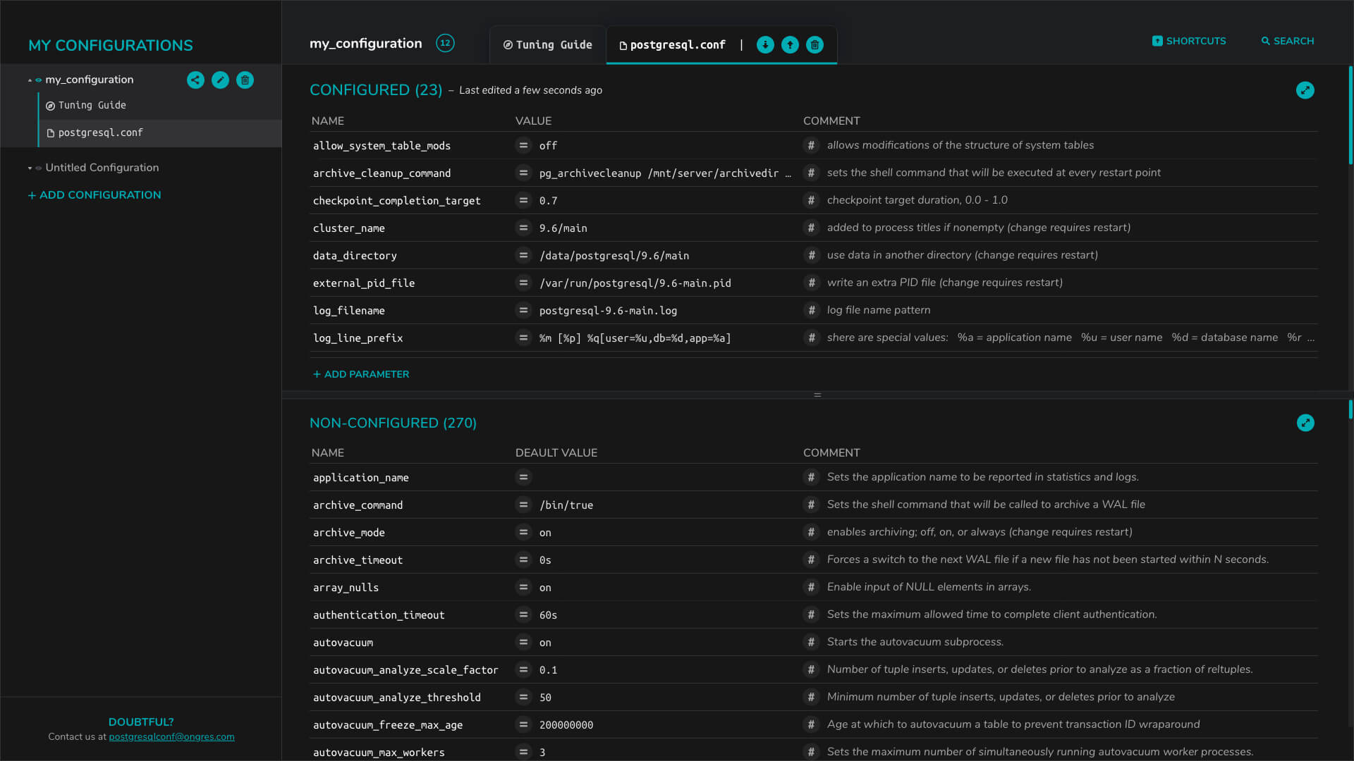 PostgresqlCO.NF Manage