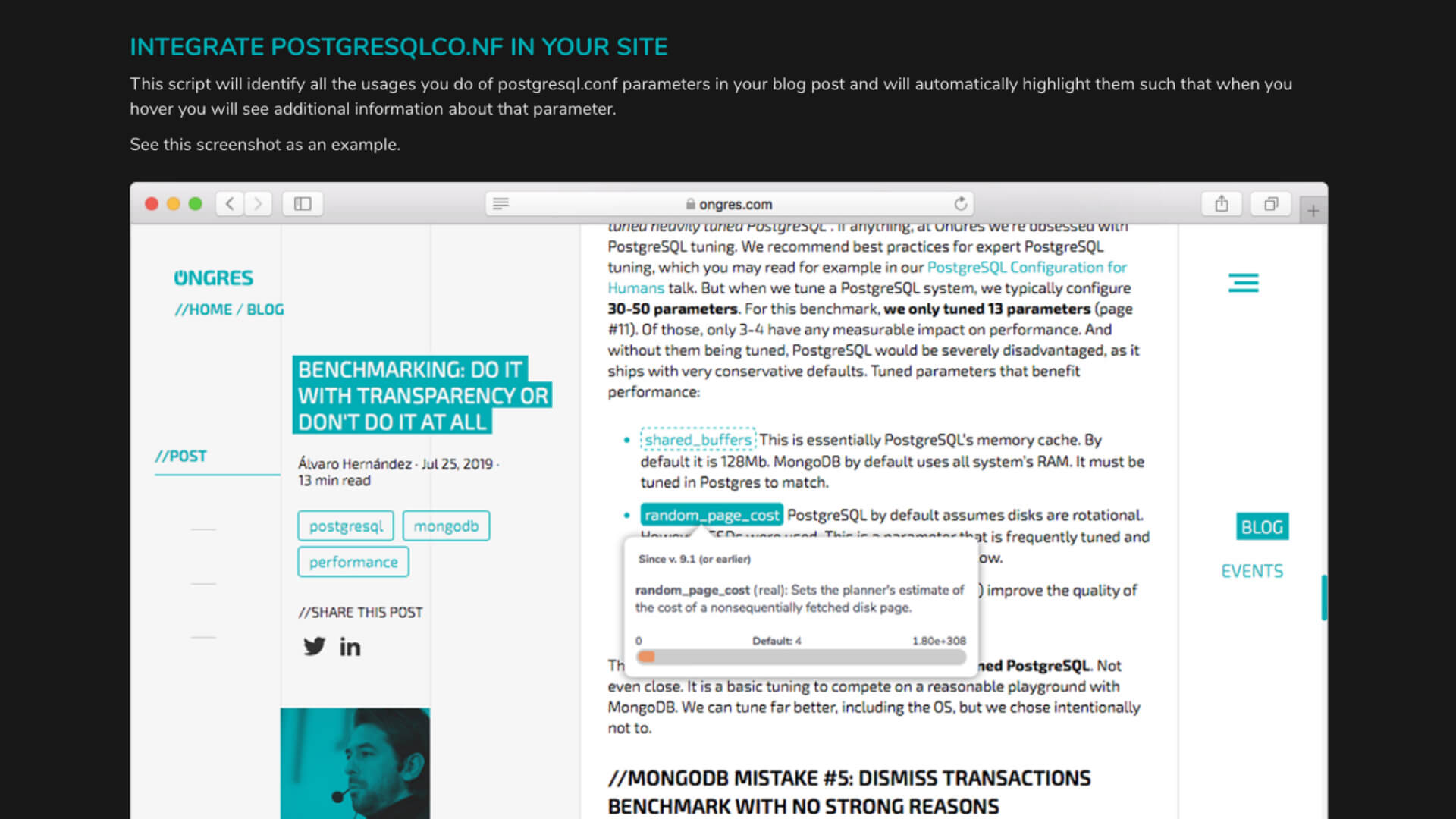 PostgresqlCO.NF Parameter Snippet